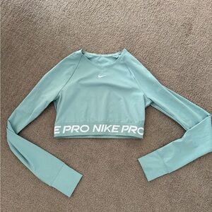 Nike Women's Teal Long Sleeve Crop Top
